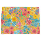 フローラの水彩模様（黄色） ラージペーパーバッグ (正面)