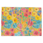 フローラの水彩模様（黄色） ラージペーパーバッグ (裏面)