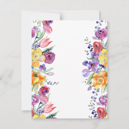 フローラの水彩白の日付を保存 案内状 (裏面)