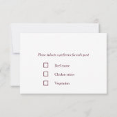 フローラの水彩白RSVPとメニュー 出欠カード (裏面)