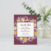 フローラの水彩Burgundy日付を保存 案内状 (スタンド正面)