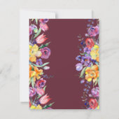 フローラの水彩Burgundy日付を保存 案内状 (裏面)