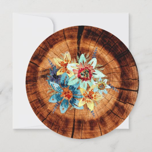 フローラの水素朴色の木目カットスライス結婚の 招待状 (裏面)