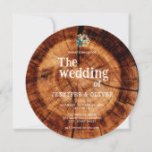 フローラの水素朴色の木目カットスライス結婚の 招待状 (正面)