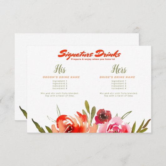 フローラの水色のシグネチャードリンクバーチャル結婚ズ エンクロージャーカード (正面/裏面)