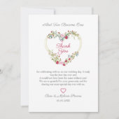 フローラの水色のハート葉とピンクと赤 サンキューカード (正面)