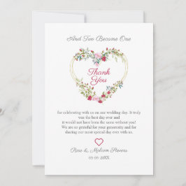 フローラの水色のハート葉とピンクと赤 サンキューカード