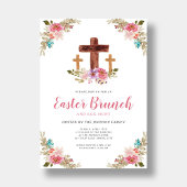 フローラの水色の宗教的なクロスのイースターブランチ 招待状