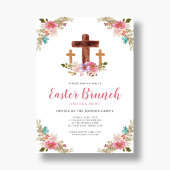 フローラの水色の宗教的なクロスのイースターブランチ 招待状