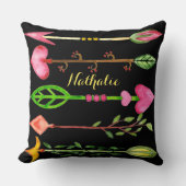 フローラの水色の愛の矢 クッション (正面)