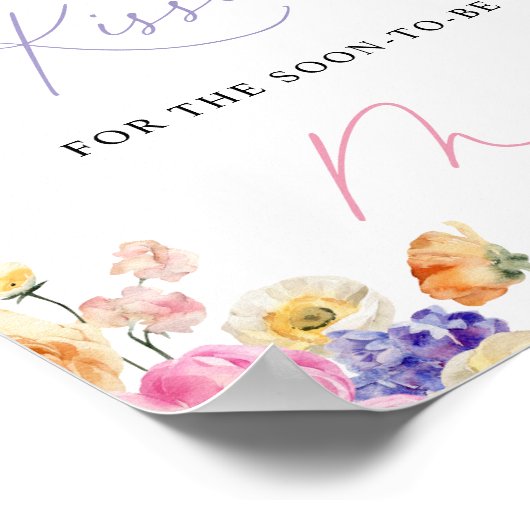 フローラの水色の数のキスブライダルシャワー ポスター (角)