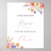 フローラの水色の数のキスブライダルシャワー ポスター (正面)