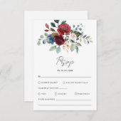 フローラの水色の結婚スクリプト 出欠カード (正面/裏面)