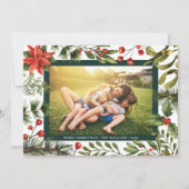 フローラの水色の緑の家族の写真クリスマス シーズンカード (正面)