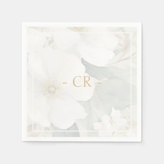 フローラの水色の葉のオーバーレイと名前 スタンダードカクテルナプキン (正面)