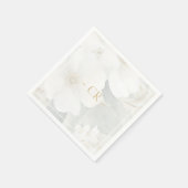 フローラの水色の葉のオーバーレイと名前 スタンダードカクテルナプキン (角)