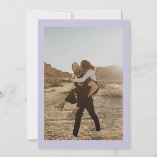 フローラの水色ほこりっぽいラベンダー結婚の写真 招待状 (裏面)