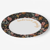 フローラの水色オレンジの名前黒 ペーパープレート (アングル)