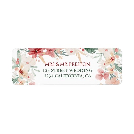フローラの水色クリスマス素朴冬の結婚式 ラベル (正面)