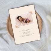 フローラの水色クロスピーチバプテスマ写真 招待状