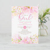 フローラの水色ボホピンクピクニックベビーシャワー 招待状 (スタンド正面)