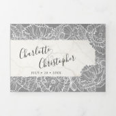 フローラの灰色の三つ折り結婚で一つ 三つ折り招待状 (カバー)