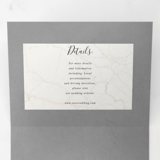 フローラの灰色の三つ折り結婚で一つ 三つ折り招待状 (内部最初)