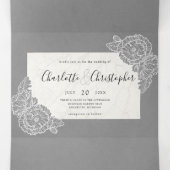 フローラの灰色の三つ折り結婚で一つ 三つ折り招待状 (内部中)