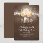 フローラの瓶の素朴なストリングラ結婚イト 招待状 (正面/裏面)