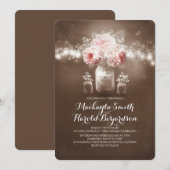 フローラの瓶の素朴なストリングラ結婚イト 招待状 (正面/裏面)