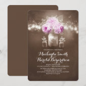 フローラの瓶の素朴なストリングラ結婚イト 招待状 (正面/裏面)