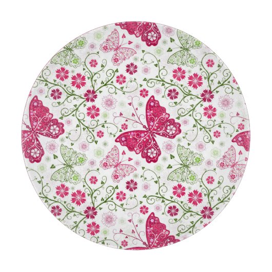 フローラの白いパターン カッティングボード (正面)