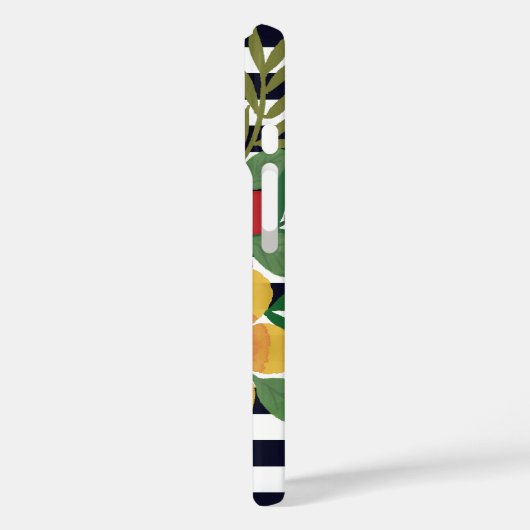 フローラの白黒ストライプパーソナライズされた Case-Mate iPhoneケース (裏面 / 左)