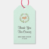 フローラの眠る鹿の緑の赤ちゃんシャワーの好意 ギフトタグ (正面)