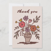 フローラの素朴お洒落花瓶の色のスケッチ サンキューカード (正面)