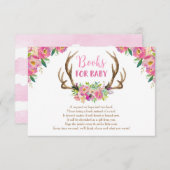 フローラの素朴なアンティーラーの女の子の本の赤ちゃんシャワー エンクロージャーカード (正面/裏面)