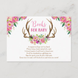 フローラの素朴なアンティーラーの女の子の本の赤ちゃんシャワー エンクロージャーカード