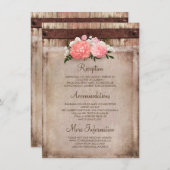 フローラの素朴BurlapとWood結婚の情報 エンクロージャーカード (正面/裏面)