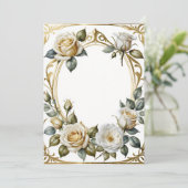 フローラの結婚フレームはロマンチックで金ゴールド 招待状 (スタンド正面)