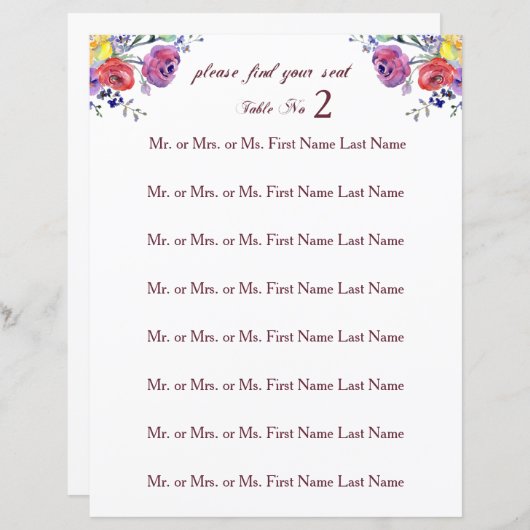 フローラの結婚水彩表の看板 (正面/裏面)