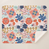 フローラの継ぎ目のないパターンを白にします。抽象芸術 シェルパブランケット (正面(横))