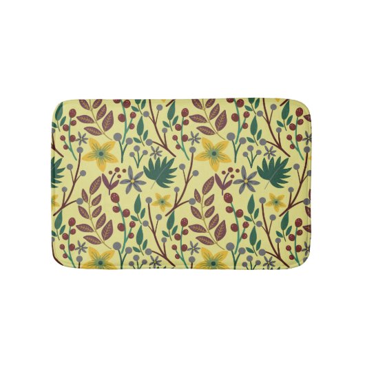 フローラの継ぎ目のないパタ葉ーンの花、枝 バスマット (正面)