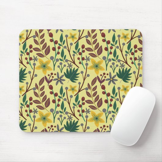 フローラの継ぎ目のないパタ葉ーンの花、枝 マウスパッド (マウス)