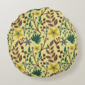 フローラの継ぎ目のないパタ葉ーンの花、枝 ラウンドクッション (裏面)