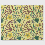 フローラの継ぎ目のないパタ葉ーンの花、枝 ラッピングペーパー (フラット)