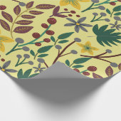 フローラの継ぎ目のないパタ葉ーンの花、枝 ラッピングペーパー (角)