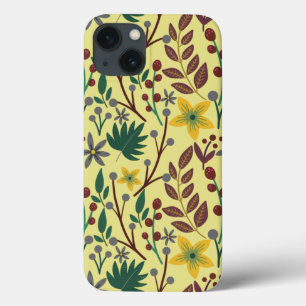 フローラの継ぎ目のないパタ葉ーンの花、枝 iPhone 13ケース