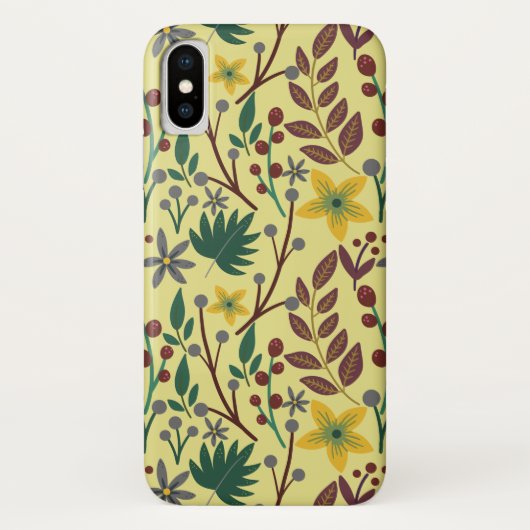 フローラの継ぎ目のないパタ葉ーンの花、枝 Case-Mate iPhoneケース (裏面)