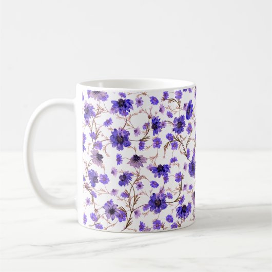 フローラの継ぎ目のないマリゴールドの花模様 コーヒーマグカップ (左)