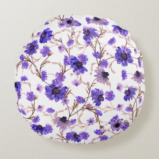 フローラの継ぎ目のないマリゴールドの花模様 ラウンドクッション (正面)